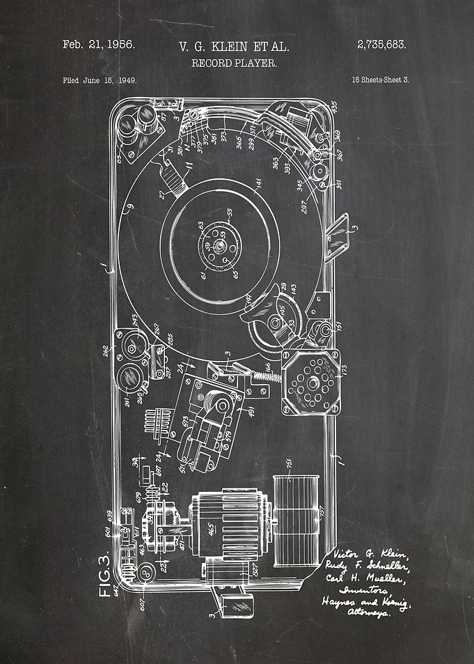record player patent 1956