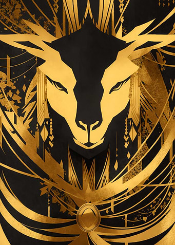 Portrait of a golden llama