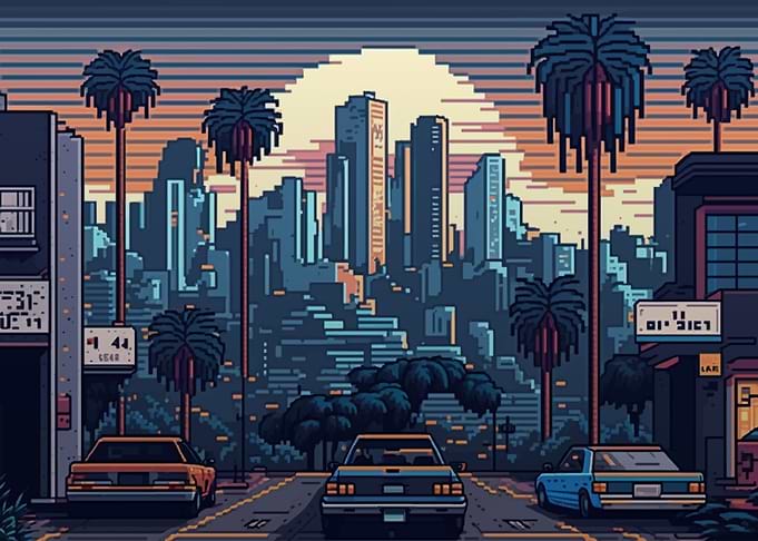 Los Angeles Pixel art