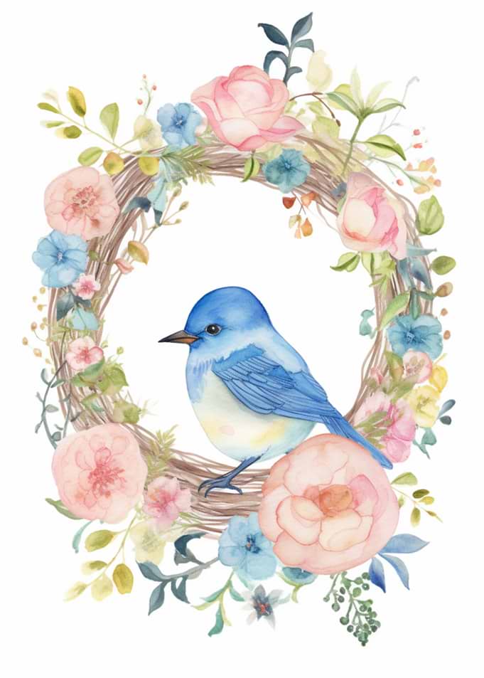 Watercolor Blue Bird