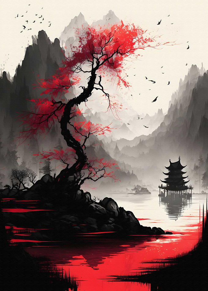 Watercolor chinese style