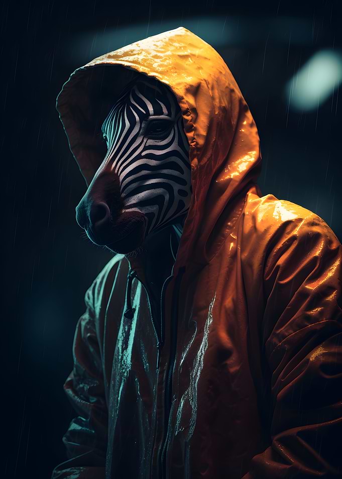 Zebra in a Raincoat