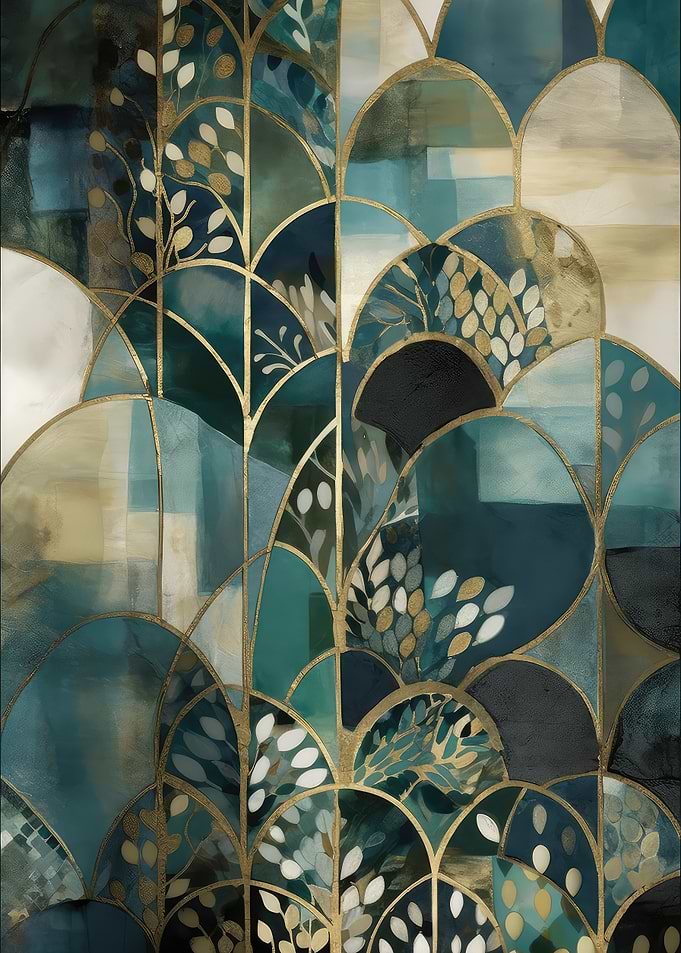Abstract Oasis Gold Green