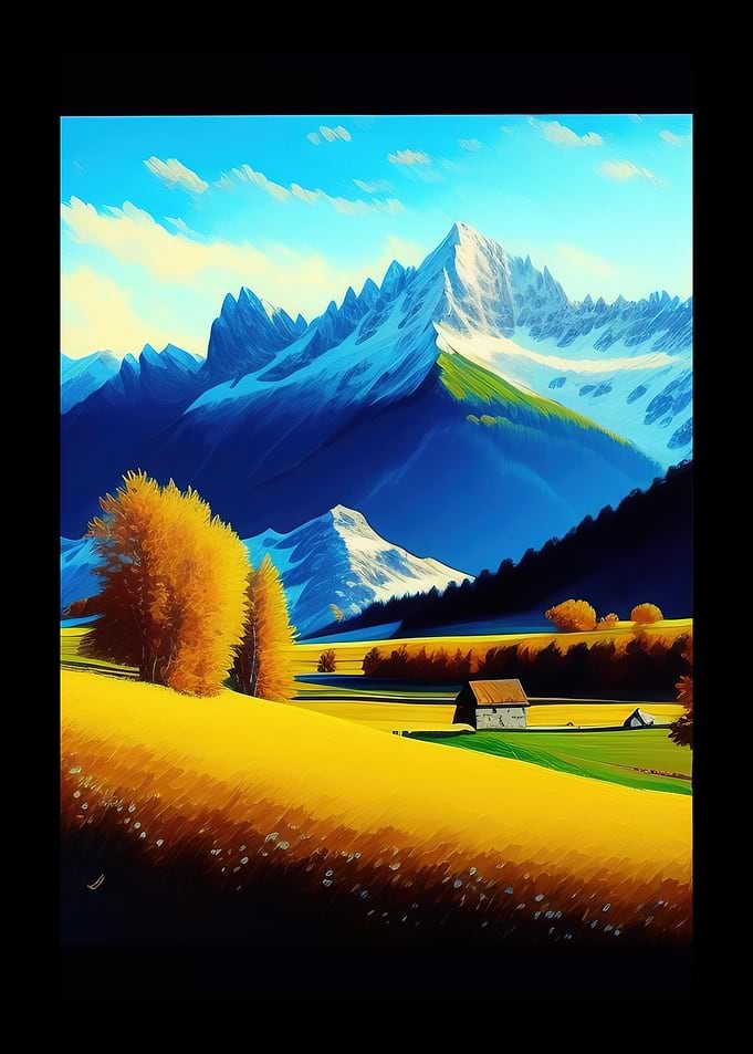 Farm And Mountains