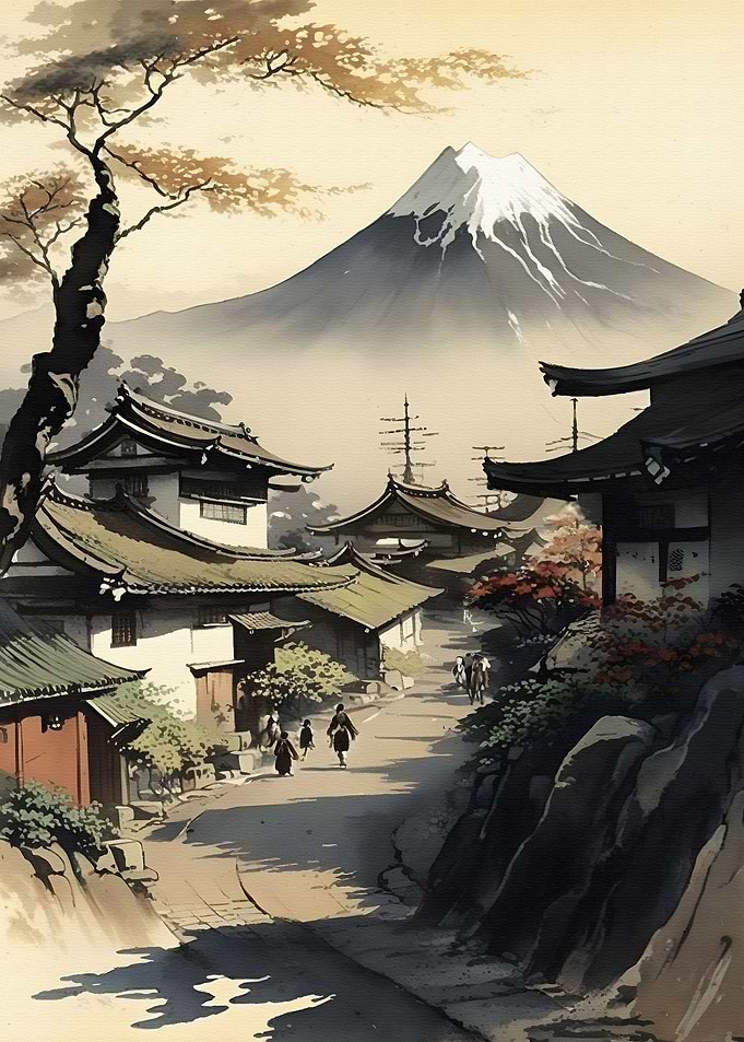 Painting of a village
