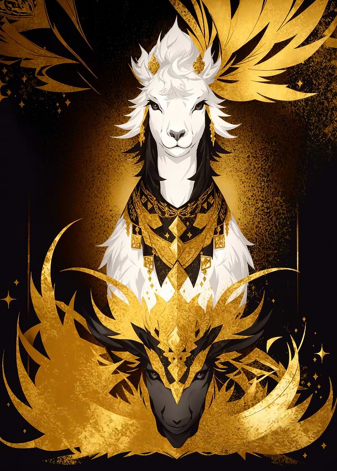 Abstract gold llama