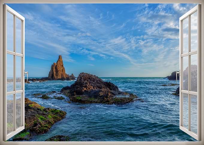 Window view sea landscape