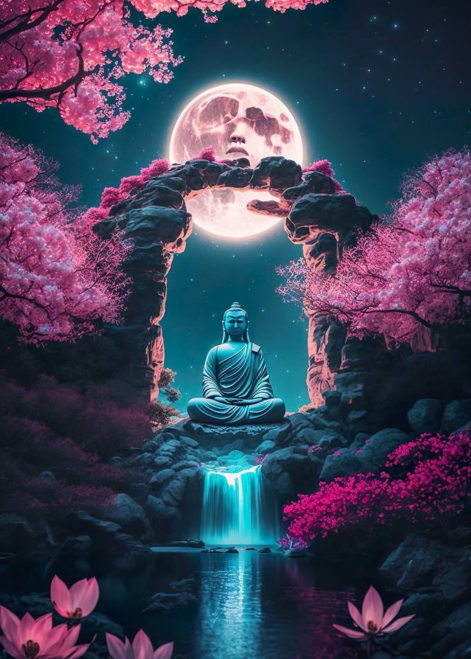 Spiritual Buddha at Night