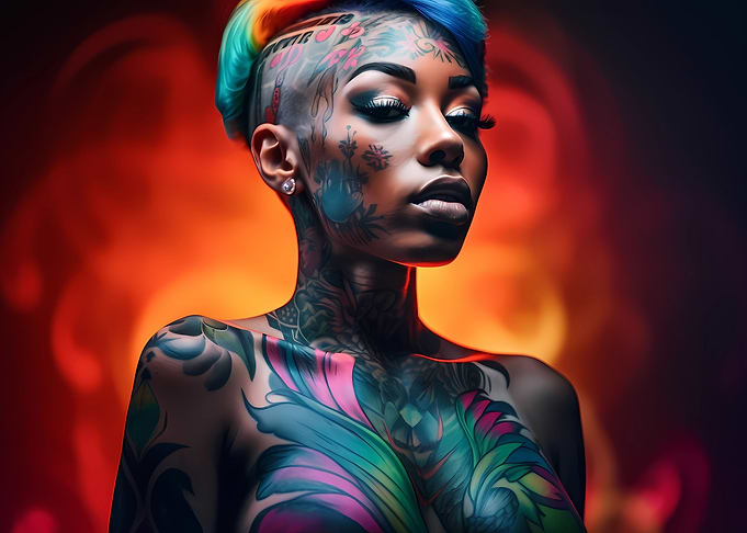 African model bodypainted