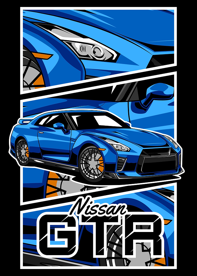 Blue Nissan GTR in Style