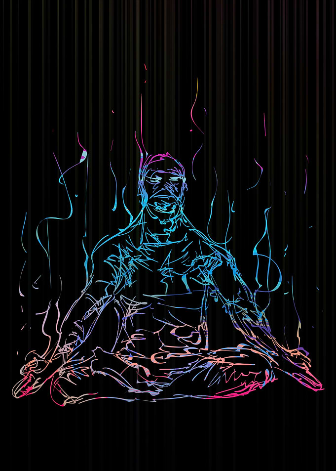Man meditates