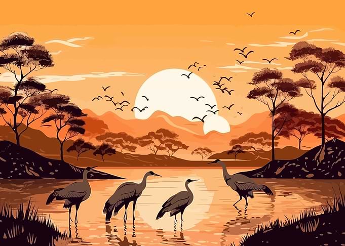 Japanese crane birds