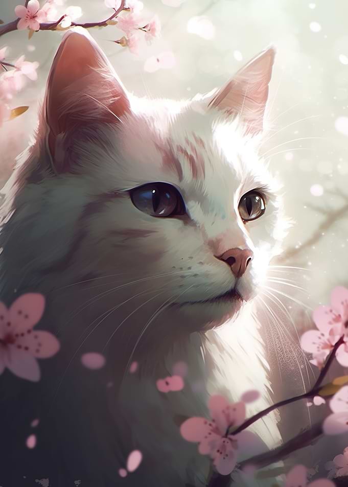 Cat cherry blossom