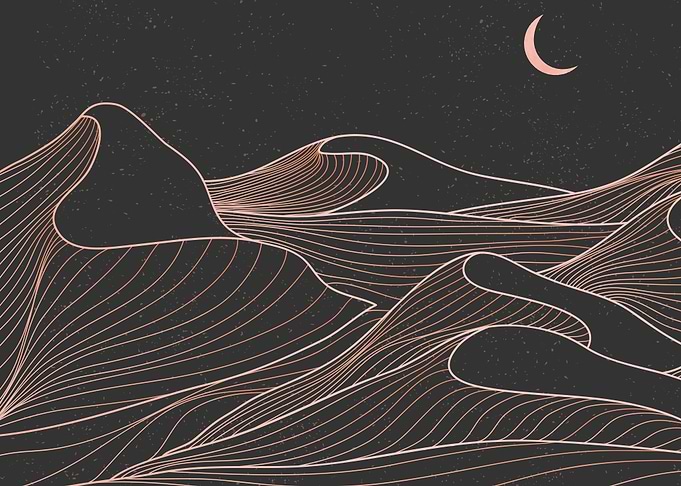 Mountain desert line art