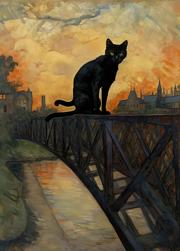 Shadowy Urban Cat Poster