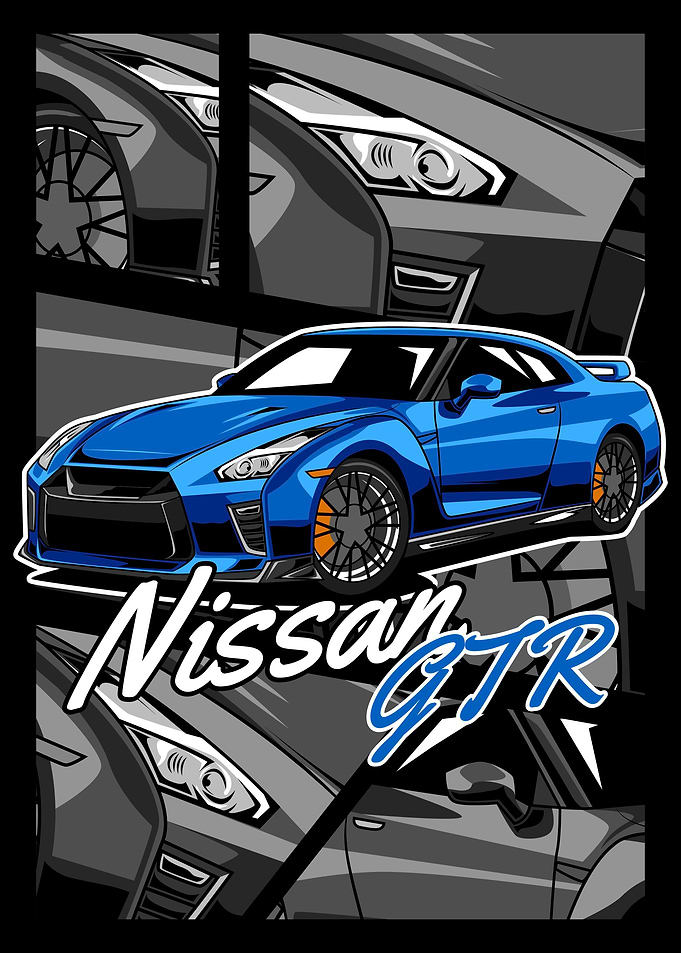 Blue Car Nissan GTR