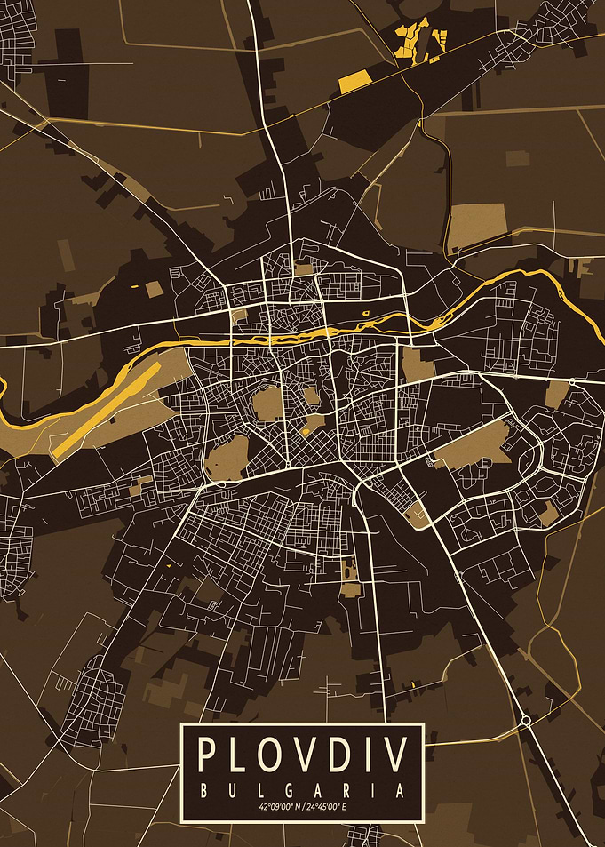 Plovdiv City Map Pastel