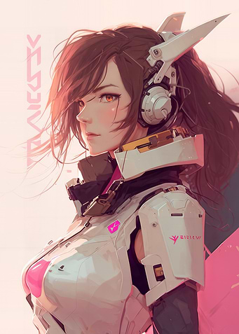 Girl in cybernetic armor