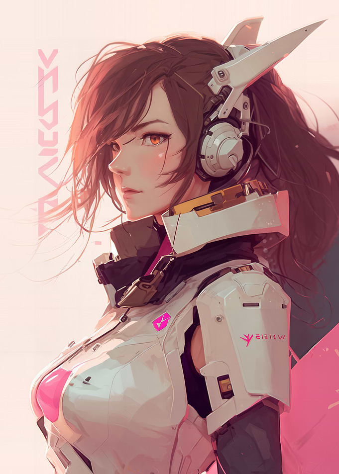 Girl in cybernetic armor