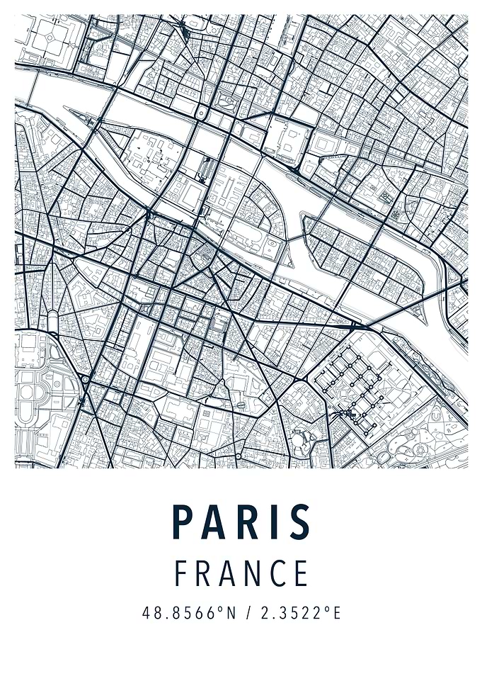 paris france simple map