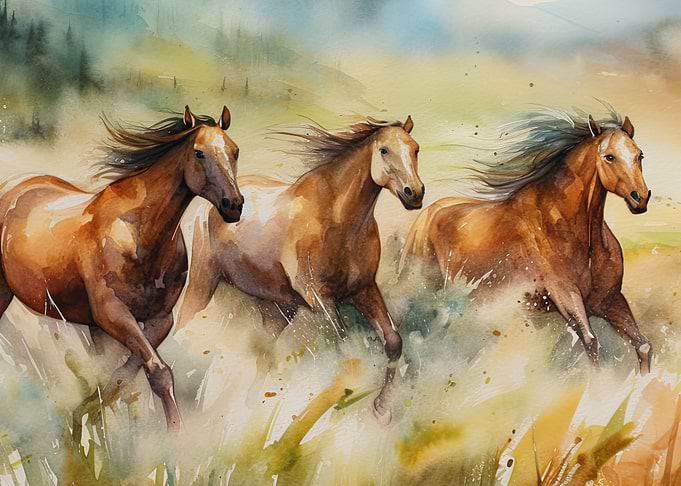 Small Family Horses Run