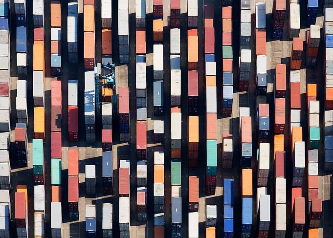 Aerial view containers