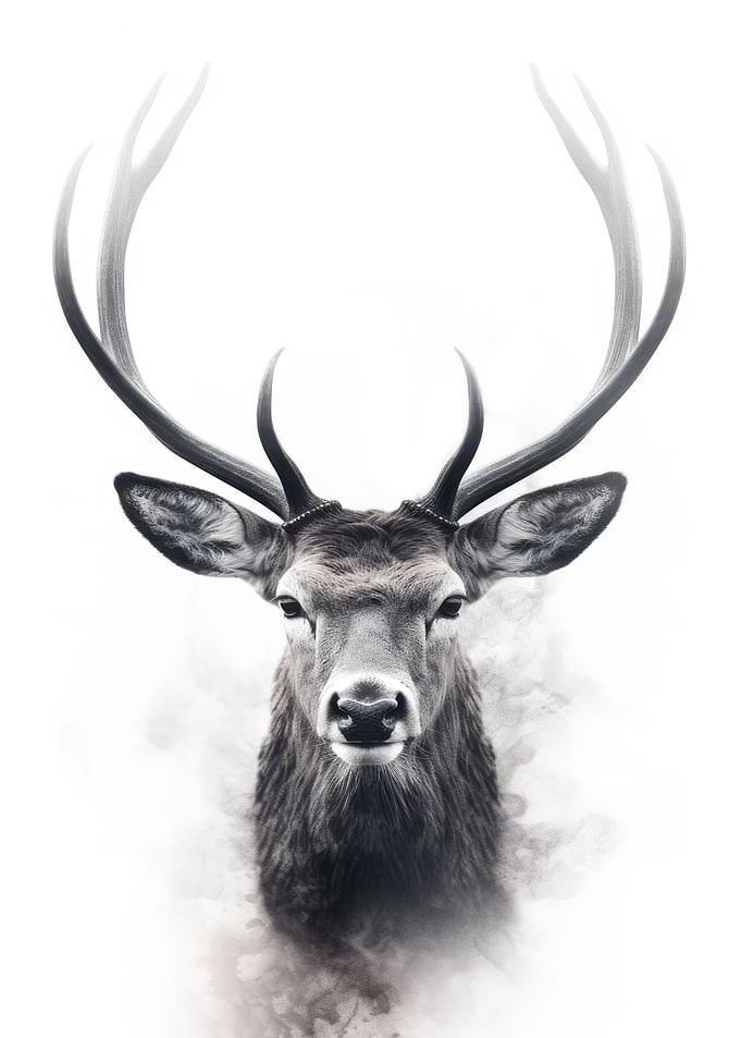 Minimalist Wild Deer Head