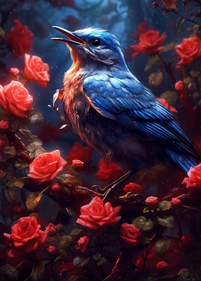 Blue Bird Red Rose