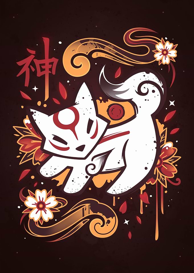 Floral White Wolf Spirit