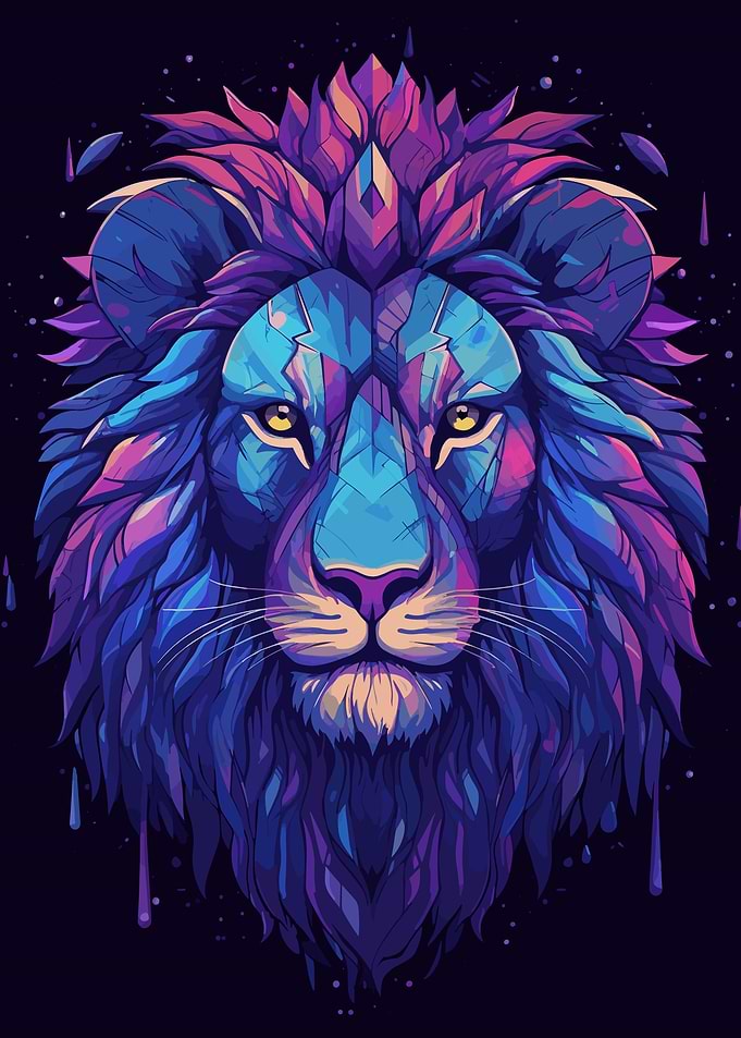 Lion Face Retrowave Animal