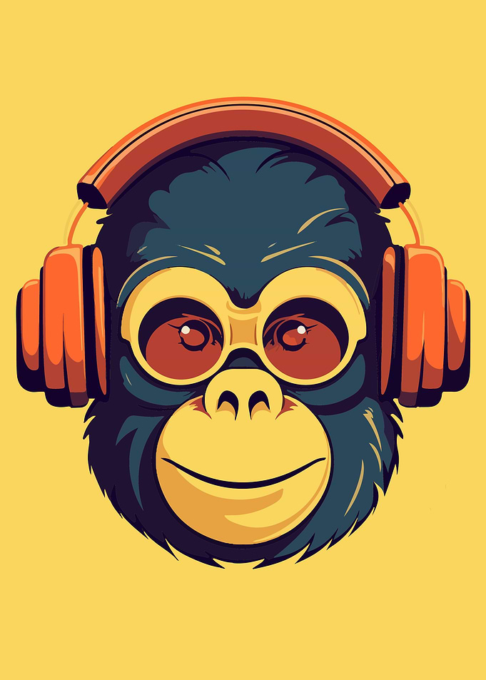 Nerd Monkey with Headphone
