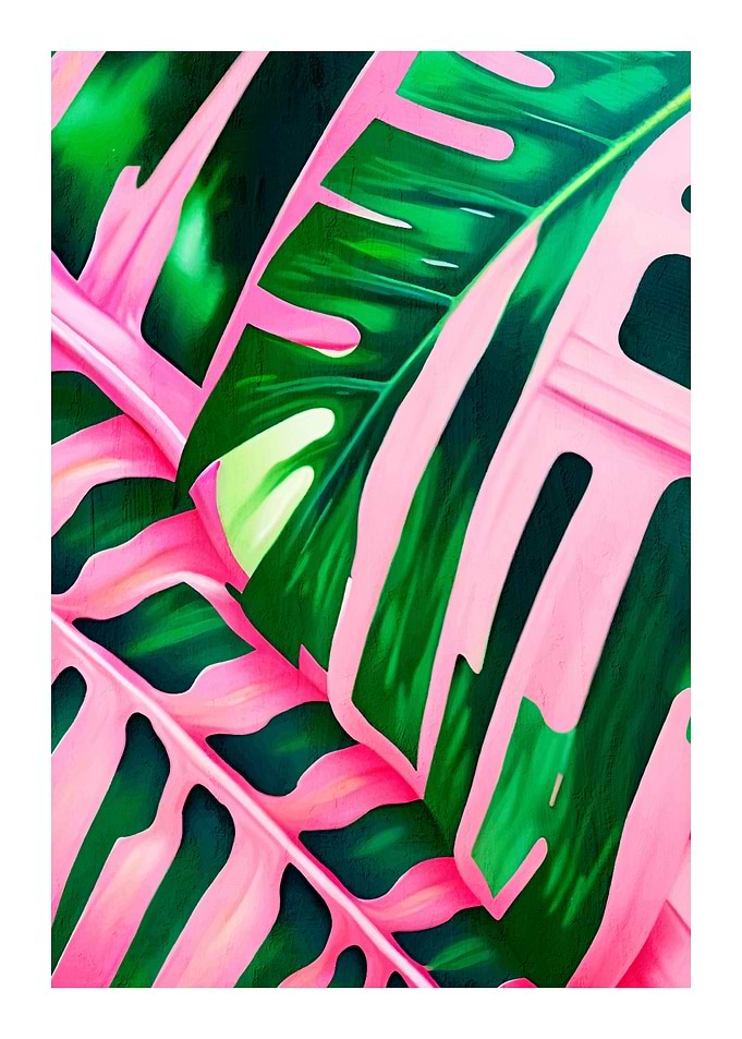 Pink and Green Floral Art