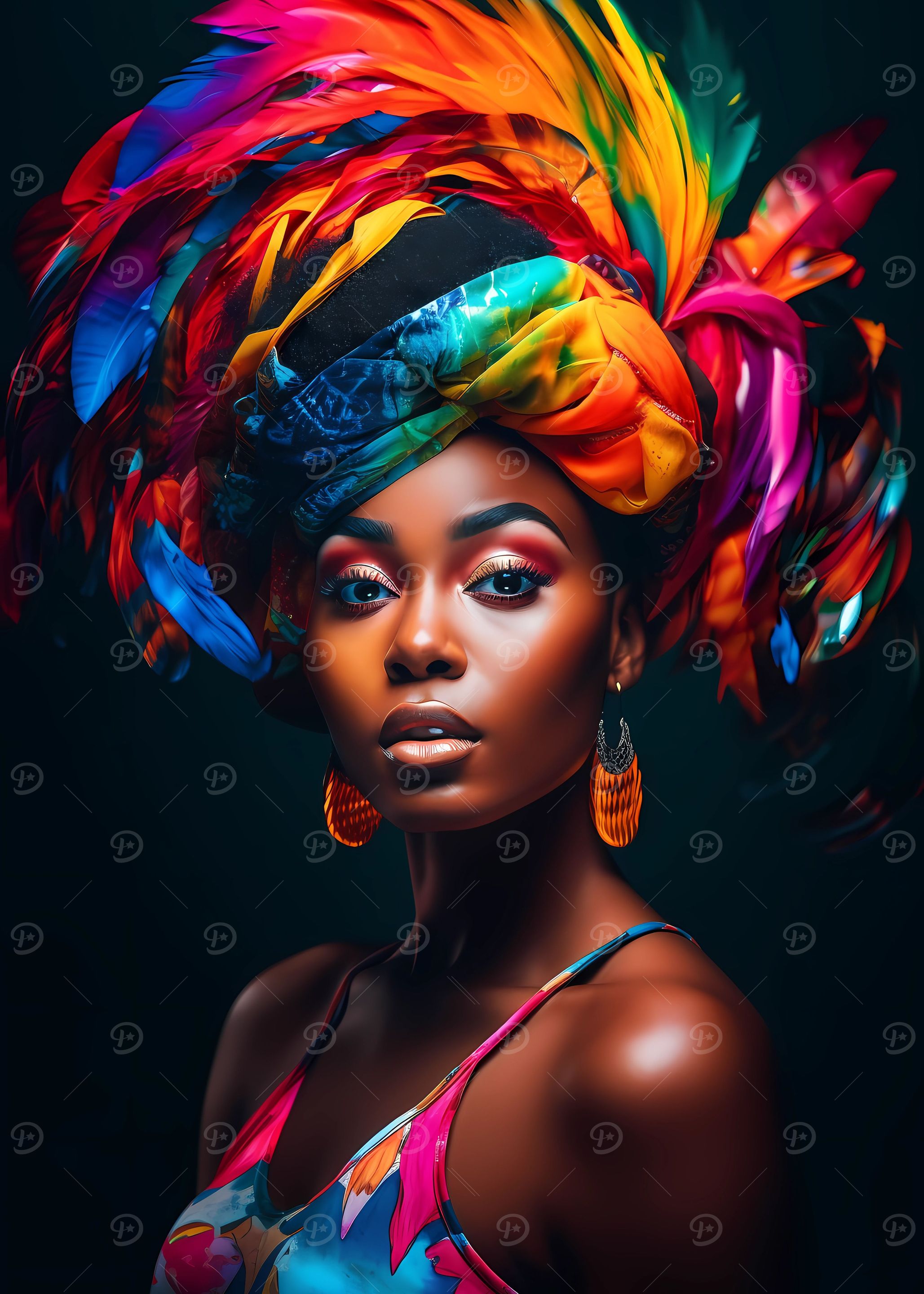 African model watercolored