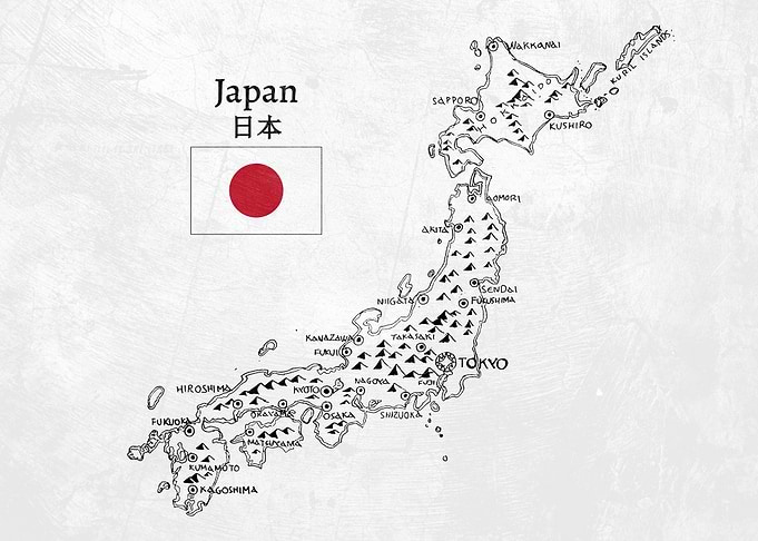 Handdrawn Japan Map