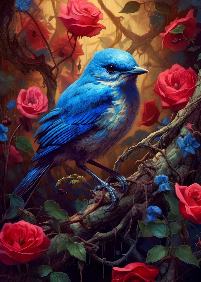 Blue Bird Red Rose