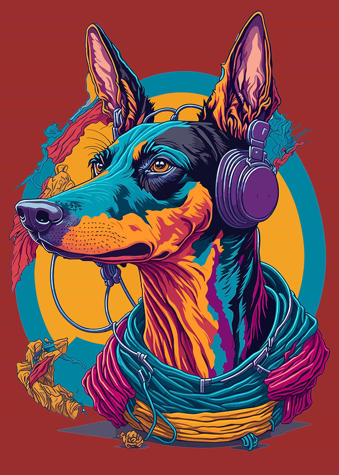 Dog wearing headphones