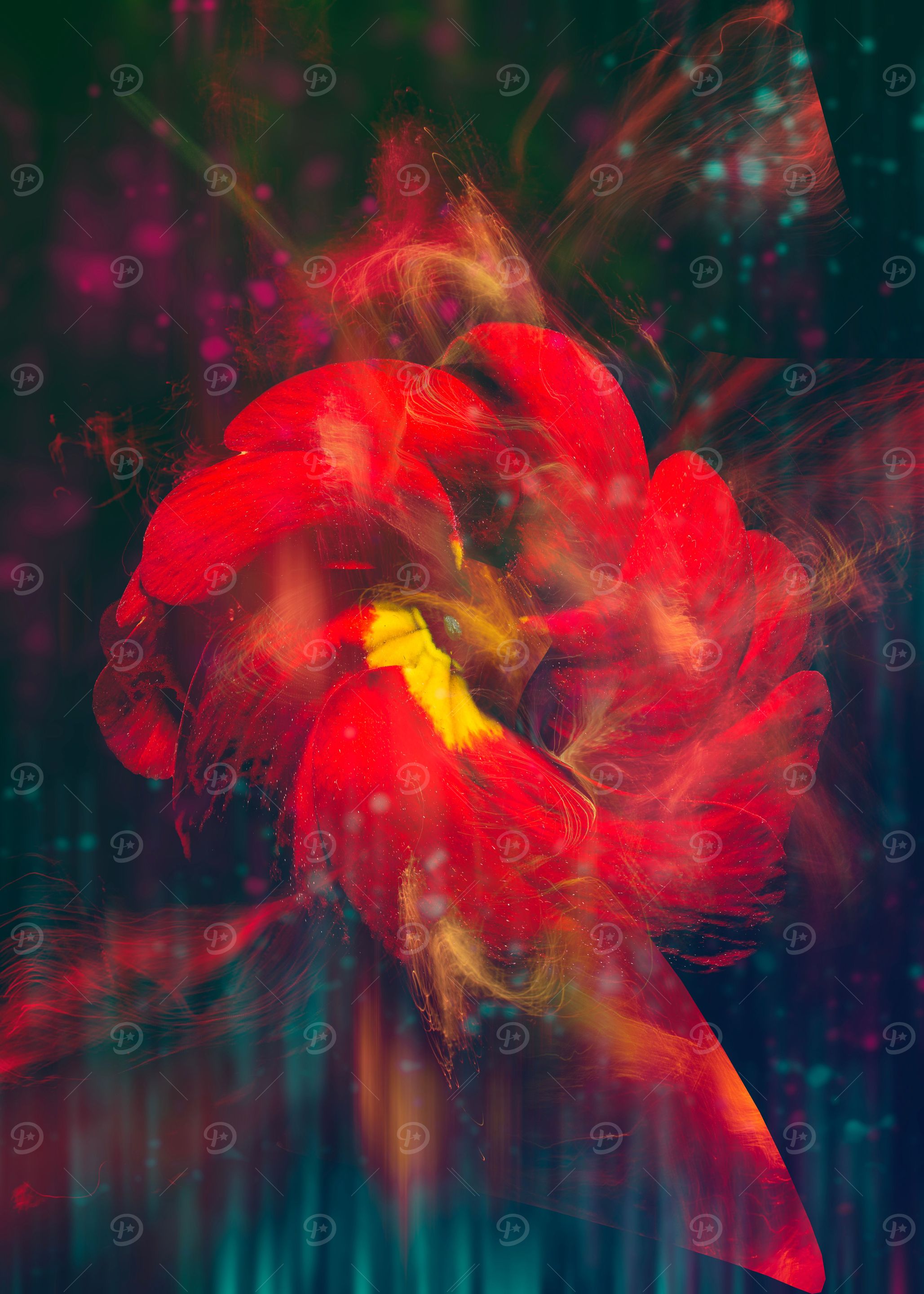 Red digital rose