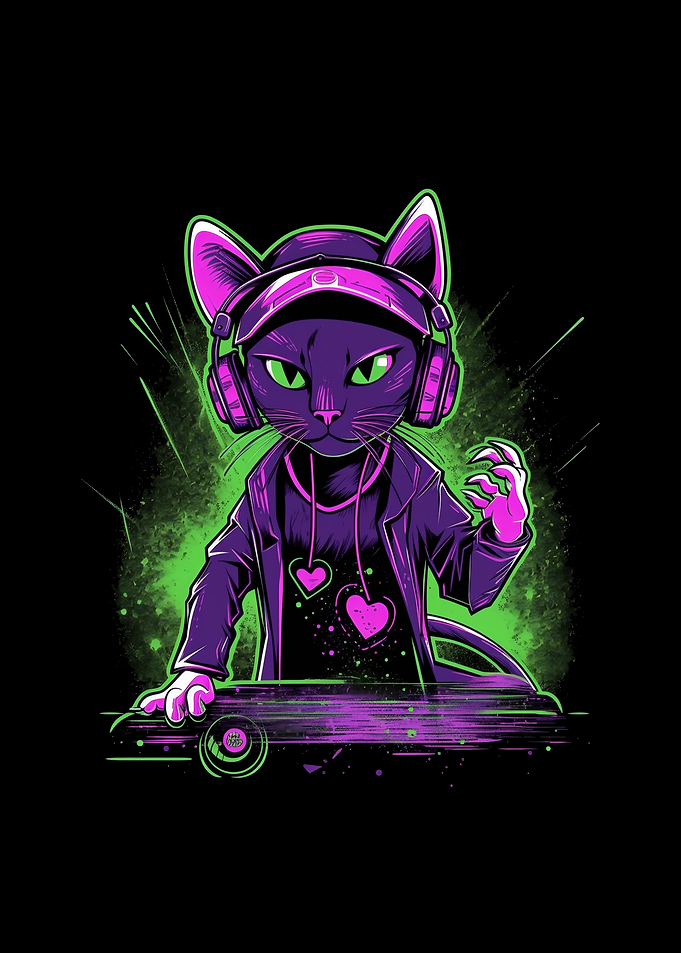 Cat DJ Turntable Deejay