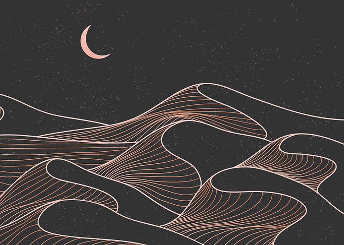 Mountain desert line art