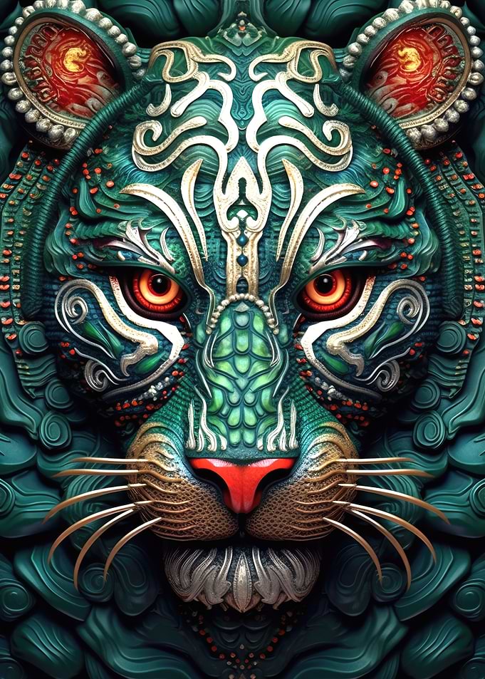 Green Futurist Tiger