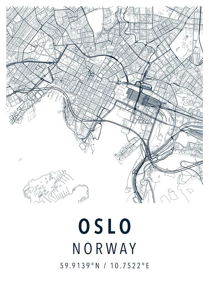 oslo norway simple map