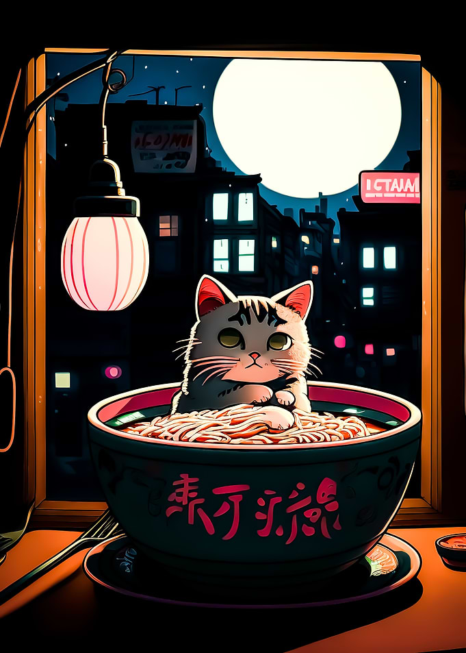 cat ramen neon