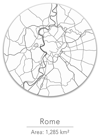 Rome white round map