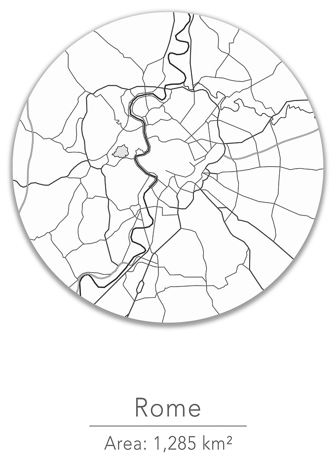 Rome white round map