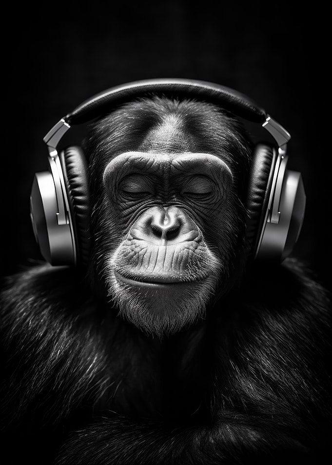 Monkey With Headphones