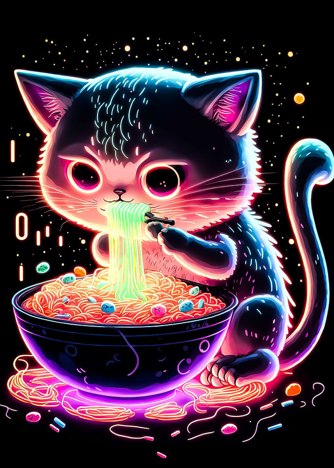 cat ramen neon