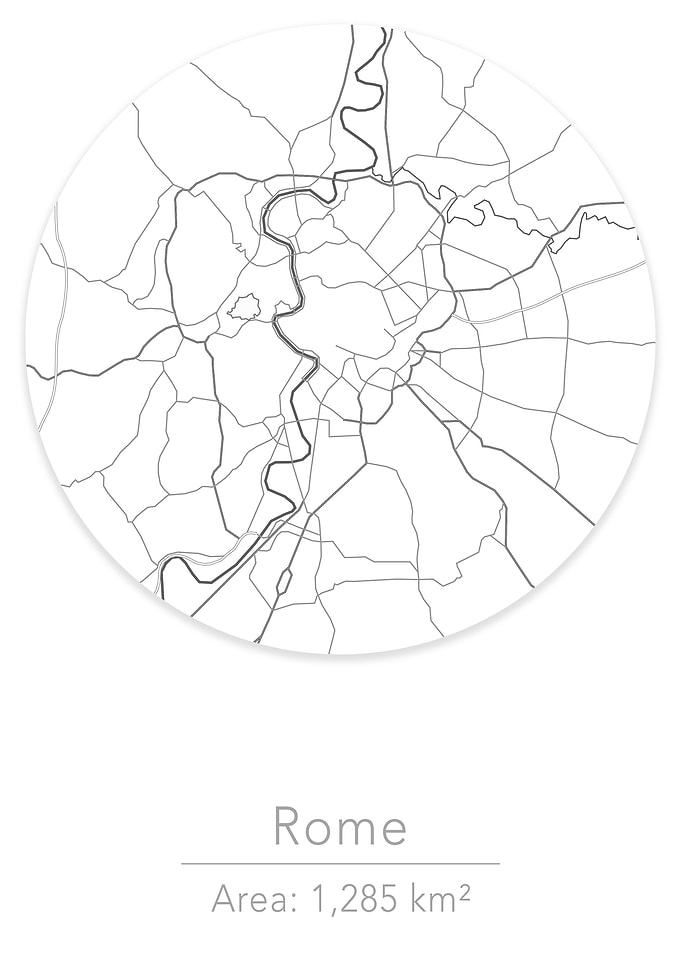 Rome white round map