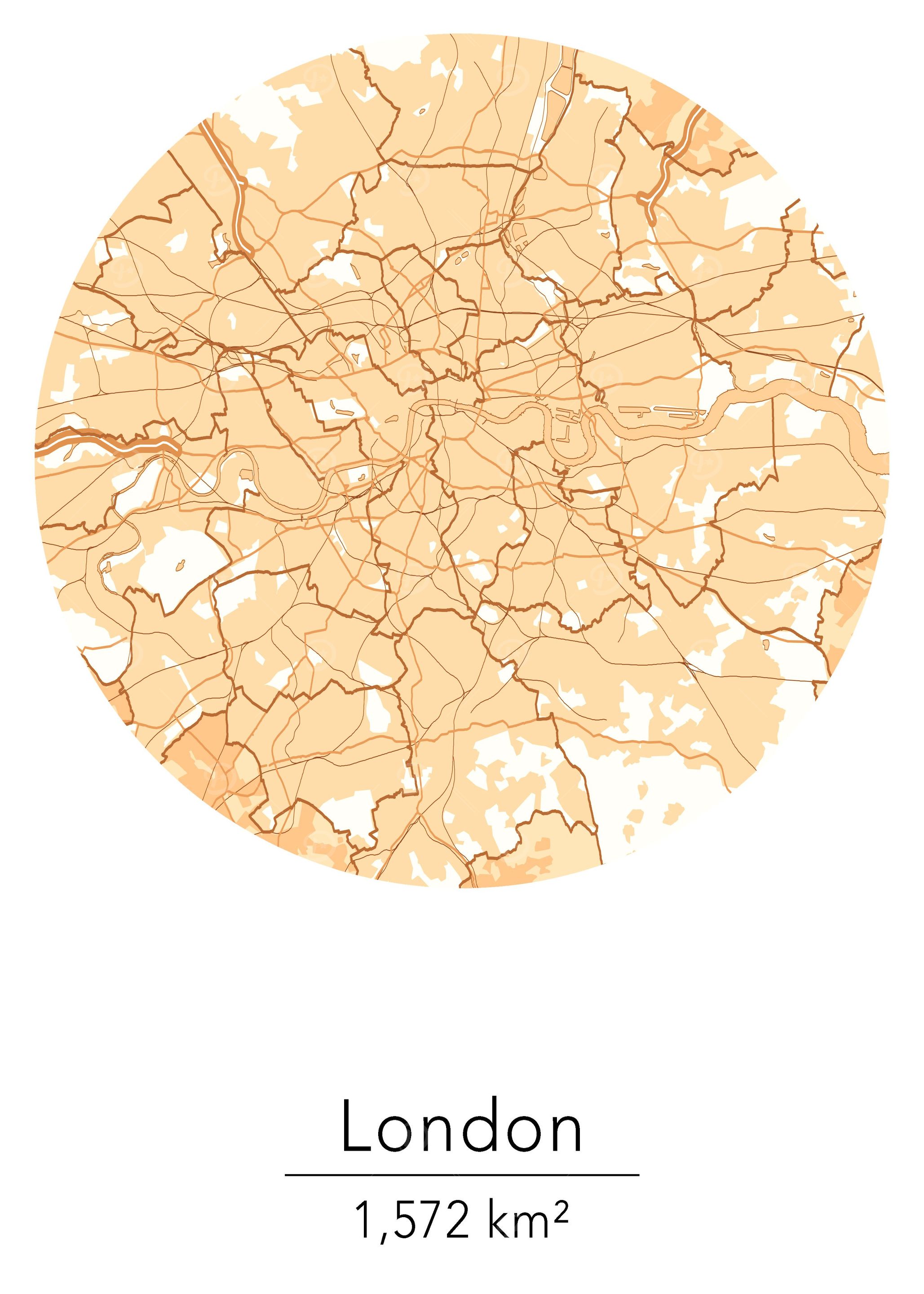 London Orange round map