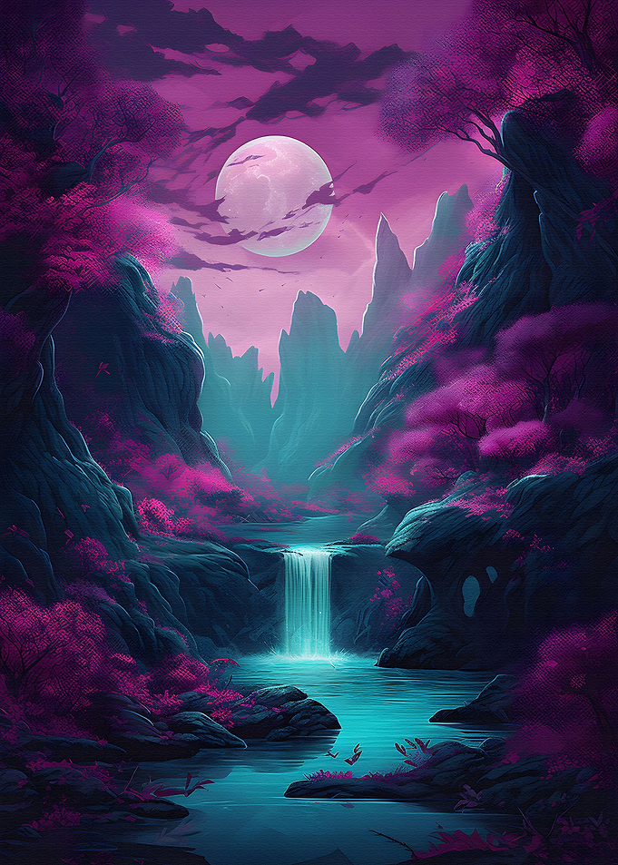 Japan Landscape Neon Art