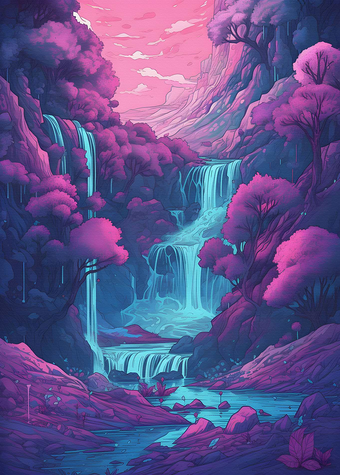 Japan Landscape Neon Art